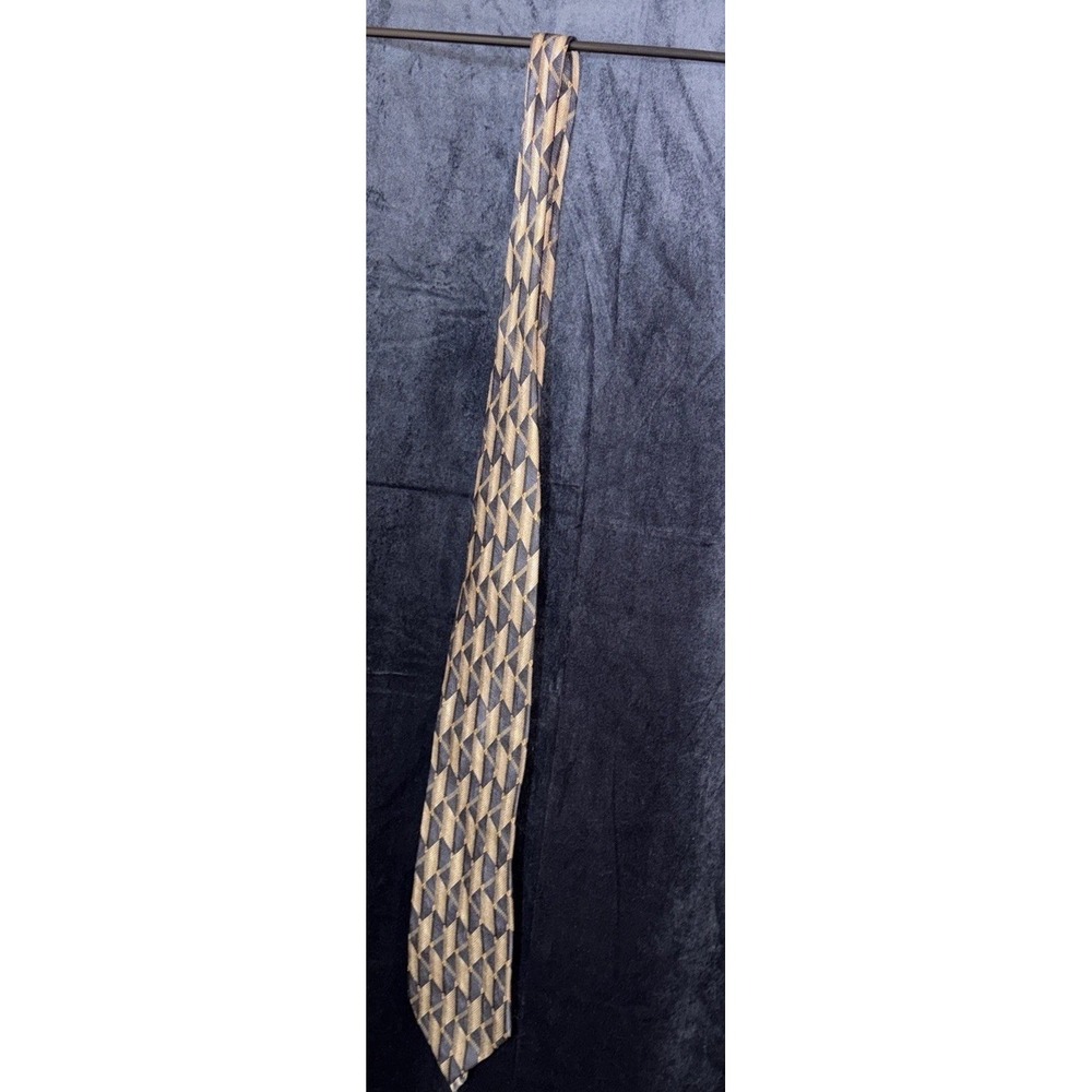 Siena Collezione Silk Tie Blue Gray Bronze Geometric Mens Necktie 59 x 4
